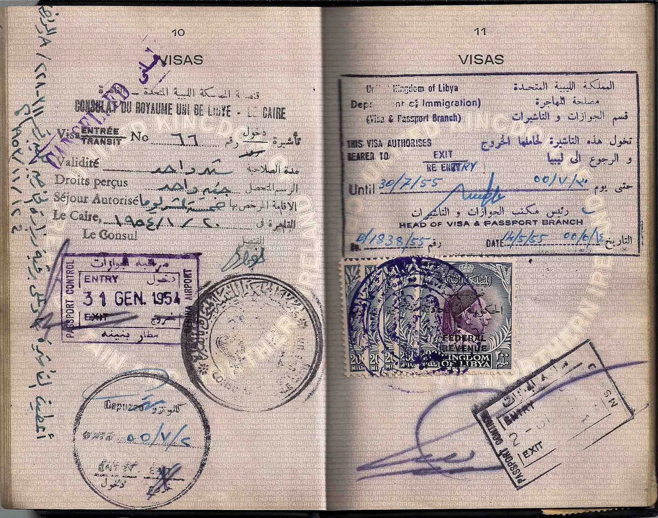 Pasaporte con sellos de visados de varios países
