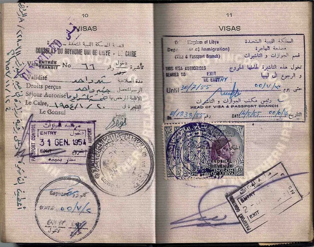 Pasaporte con sellos de visados de varios países